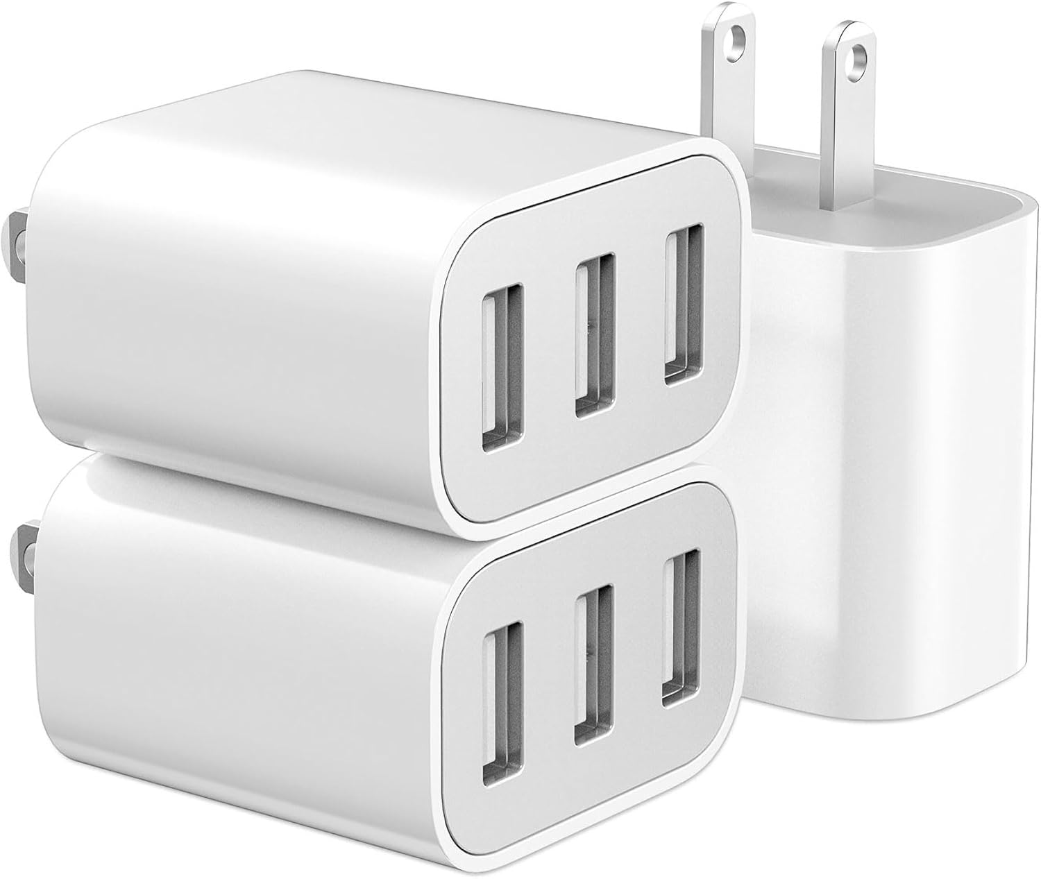 USB Wall Charger, 3 Pack 3-Port USB Charger Block Wall Adapter USB Charging Cube Brick Compatible with iPhone 8/7/6 Plus/X, iPad, Samsung Galaxy S5 S6 S7 Edge, LG, Android and More