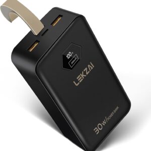 Lekzai PD 30W Portable Charger, 30000mAh Power Bank QC Fast Charging Battery Pack 3-Output with LED Display for iPhone 15 14 13 Pro, Samsung, iPad Mini, and More