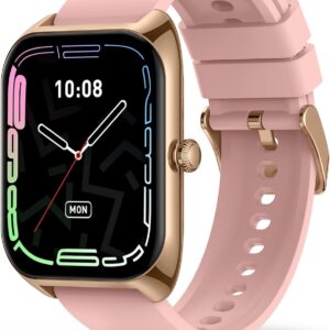 Smart Watch for Women Men (Answer/Make Call), 2.02" Smartwatches with 110+ Sport Modes, Blood Pressure Blood Oxygen Heart Rate Sleep Monitor, IP68 Waterproof Fitness Watch (Pink)