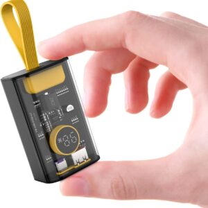 Portable Charger 10000mAh,22.5W Fast Charging Small Power Bank,Transparent External Battery Pack,Input/Output External USB C Portable Phone Charger for iPhone iPad Samsung LG Android Cellphone (Black)