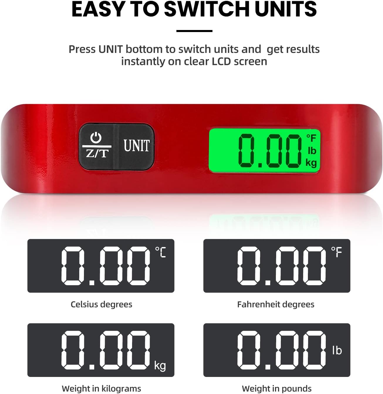 BAGAIL Digital Luggage Scale, 110lbs Hanging Baggage Scale with Backlit LCD Display, Portable Suitcase Weighing Scale, Travel Luggage Weight Scale with Hook, Strong Straps for Travelers - Image 3