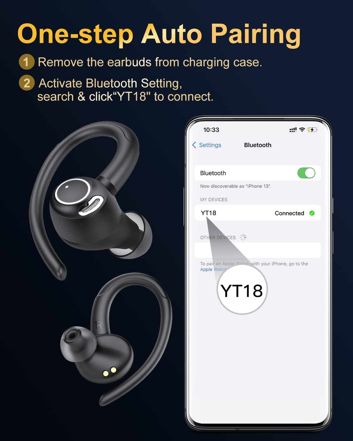 Wireless Earbuds Bluetooth 5.3 Headphones Sport, 2024 Wireless Earphones with Earhooks, HiFi Stereo Deep Bass with ENC Mic, 40H Dual LED Display, IPX7 Waterproof Ear Bud for Small Ear Running/Workout - Image 7