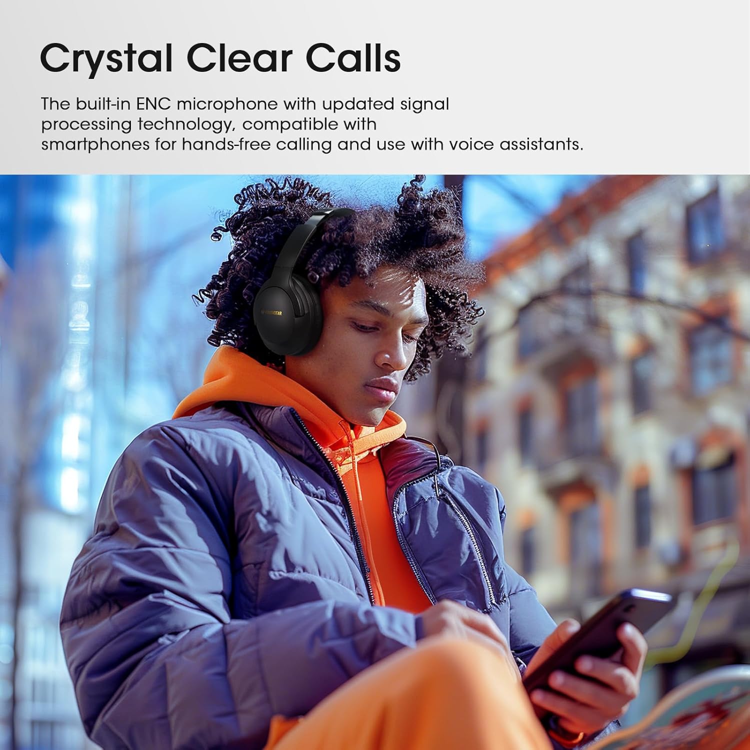 Bluetooth Headphones Over Ear, 80H Playtime Wireless Headphone with 3 EQ Modes, Built-in Mic, Deep Bass, HiFi Stereo Foldable Wireless Headset for iPhone PC Travel Workout Office (Black) - Image 8