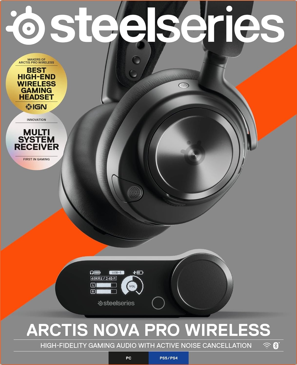 SteelSeries Arctis Nova Pro Wireless Multi-System Gaming Headset - Premium Hi-Fi Drivers - Active Noise Cancellation - Infinity Power System - Stealth Retractable Mic - PC, PS5/PS4, Switch, Mobile - Image 13
