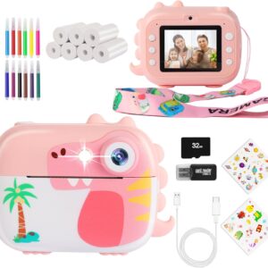 Kids Camera Instant Print,Children Digital Camera Toys with HD Video for Kids Aged 3-12,Christmas Birthday Festival Present for Girls Boys,with 7 Rolls Instant Paper