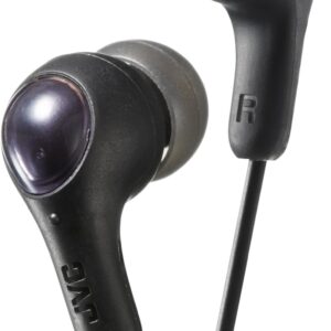 JVC Gumy in Ear Earbud Headphones, Powerful Sound, Comfortable and Secure Fit, Silicone Ear Pieces - HAFX7B Black, Small