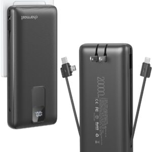 Charmast Portable Charger with Built-in Cables and Wall Plug, 20000mAh 20W USB C Power Bank Fast Charging Battery Pack Compatible with iPhone iPhone 16/15/14/13 Series, Samsung Google iPad etc