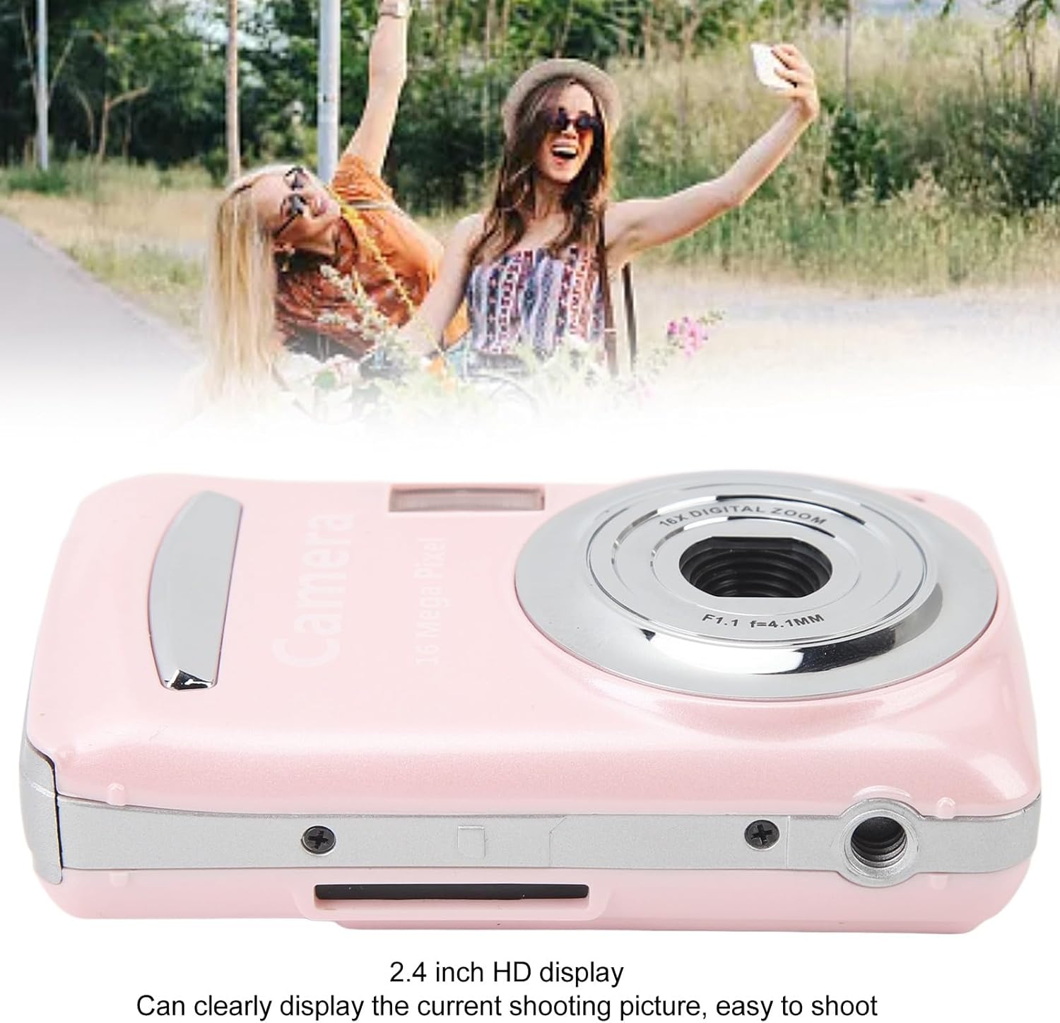 Digital Camera, 1080P Full HD 16X Zoom 64MP Digital Point and Shoot Camera, 2.4 Inch IPS Screen Auto Focus Vlogging Camera for Kids Teens Adult Beginner () - Image 2