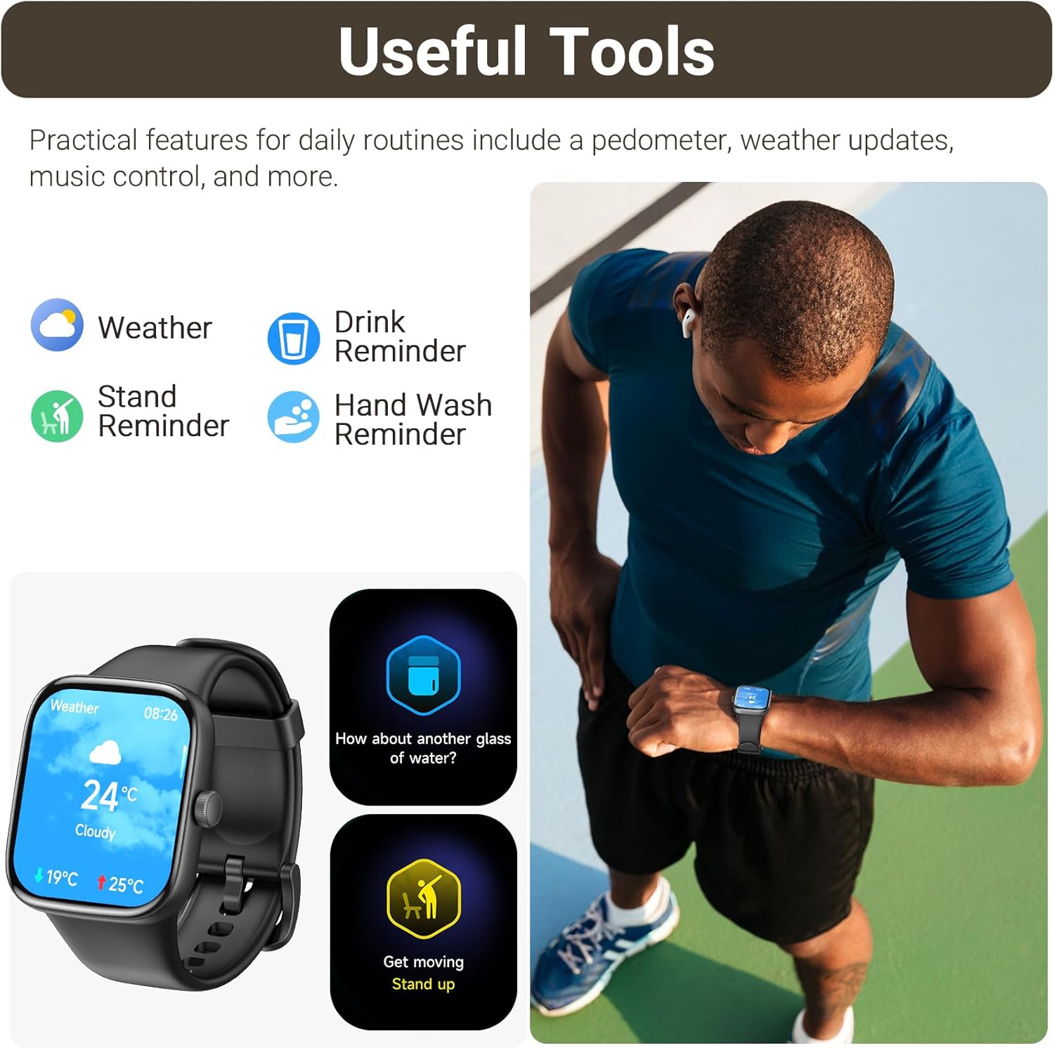 TOZO AMOLED S7 Smart Watch Bluetooth Call 1.85” Ultra HD Screen,Dynamic Dials Messages Push 100+ Sports Modes,Detect Human Health (Heart Rate,Blood Oxygen) with High Battery Life Touch Screen Watch - Image 5