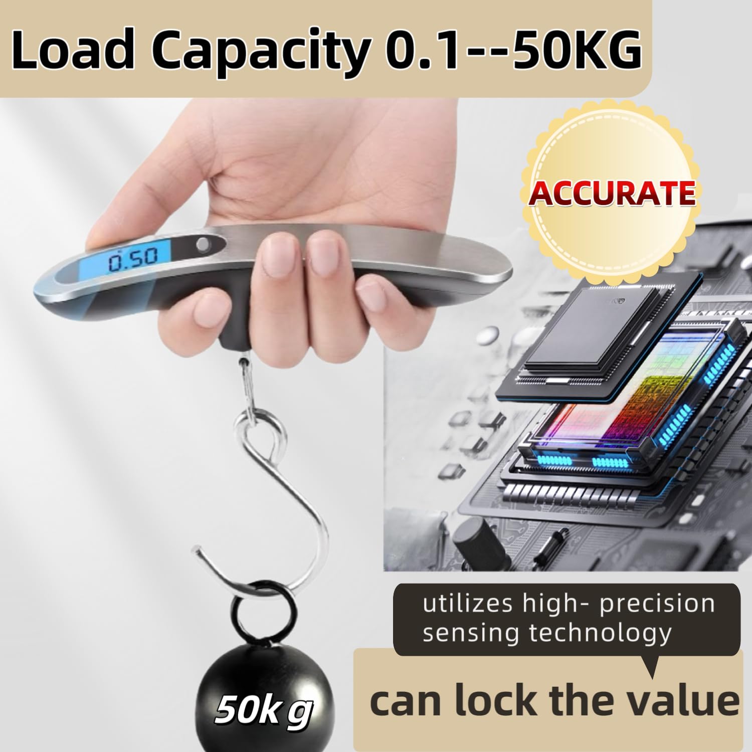 Travel Luggage Scale,USB Digital Hanging Baggage Scale for Travel,Suitcase Weight Scale with Hook for Travel Essentials,110 Pounds,Type-C Port Rechargeable - Image 3