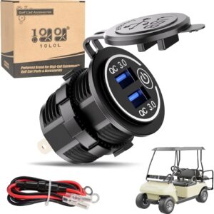 10L0L Universal Quick Charge 3.0 Dual USB Charger Socket for Car Truck Golf Cart UTV ATV Boat, Waterproof USB Charging Port, 12V Input