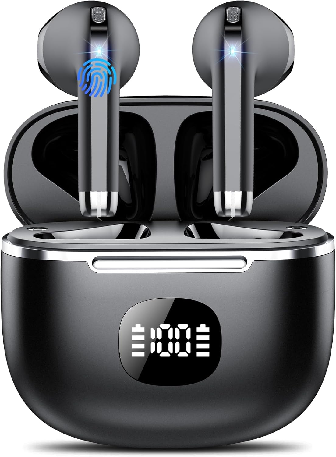 Wireless Earbuds, Bluetooth Headphones 5.3, 50H Playtime LED Display Deep Bass Ear Buds with 4 ENC Noise Cancelling Mic, IP7 Waterproof in-Ear Earphones for Phone Tablet Laptop Sports