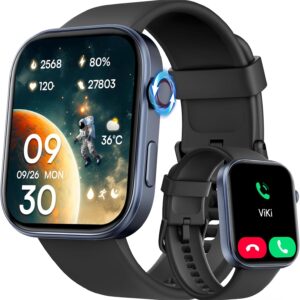 Tensky Smart Watch for Men/Women Android & iOS, AI Voice, 1.99" AMOLED Fitness Tracker with Bluetooth Call, 3ATM Waterproof Heart Rate/Sleep/SpO2 Monitor, Pedometer, 100+ Sports, 12 Days Battery Life