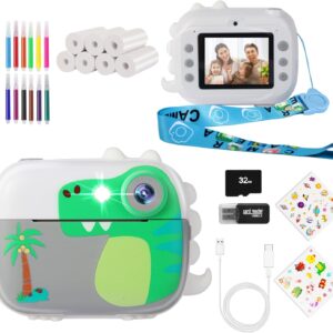 Kids Camera Instant Print,Children Digital Camera Toys with HD Video for Kids Aged 3-12,Christmas Birthday Festival Present for Girls Boys,with 7 Rolls Instant Paper