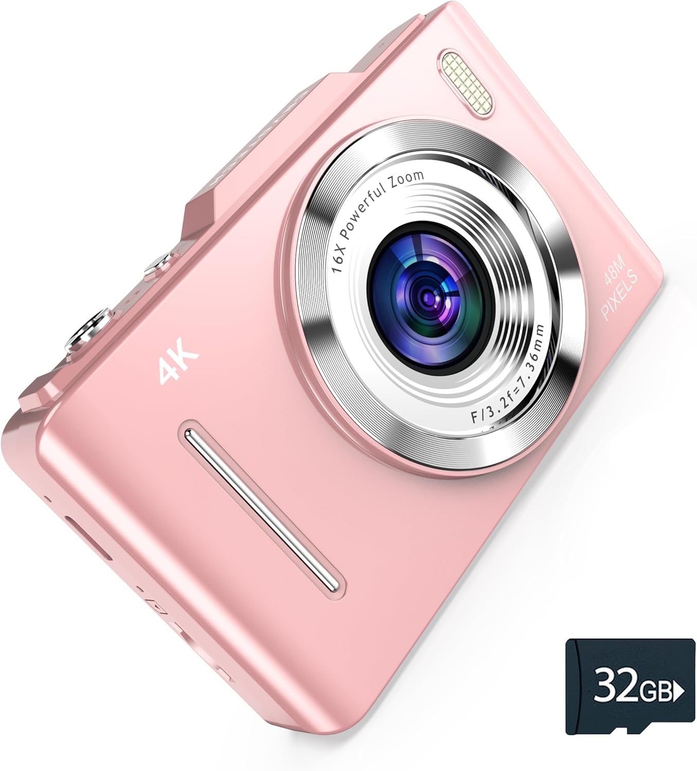 4K Digital Camera - 48MP Photos 32GB SD Card & Lanyard Included - Cameras for Photography, Vlogging Camera, Film Camera, Mini Camera, Small Camera Gift for Kids, Girls, Students & Teens