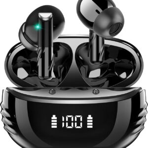 Wireless Earbuds Bluetooth 5.4 Headphones Premium Sound Ear Buds with ENC Noise Cancelling, 48H Playback in Ear Earphones with LED Display, IPX7 Waterproof Earbuds for iOS Andriod Sport/Workout/Black