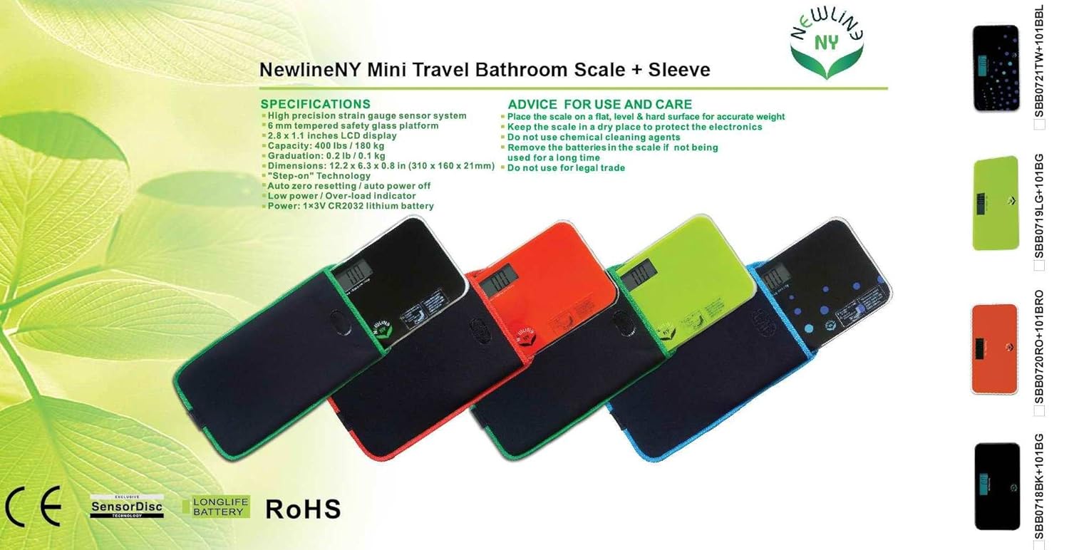 Newline NY Mini Bathroom Scale SBB0719M-NYLG (Green) + Bag NY-MSS101-BG Black & Green - Image 4