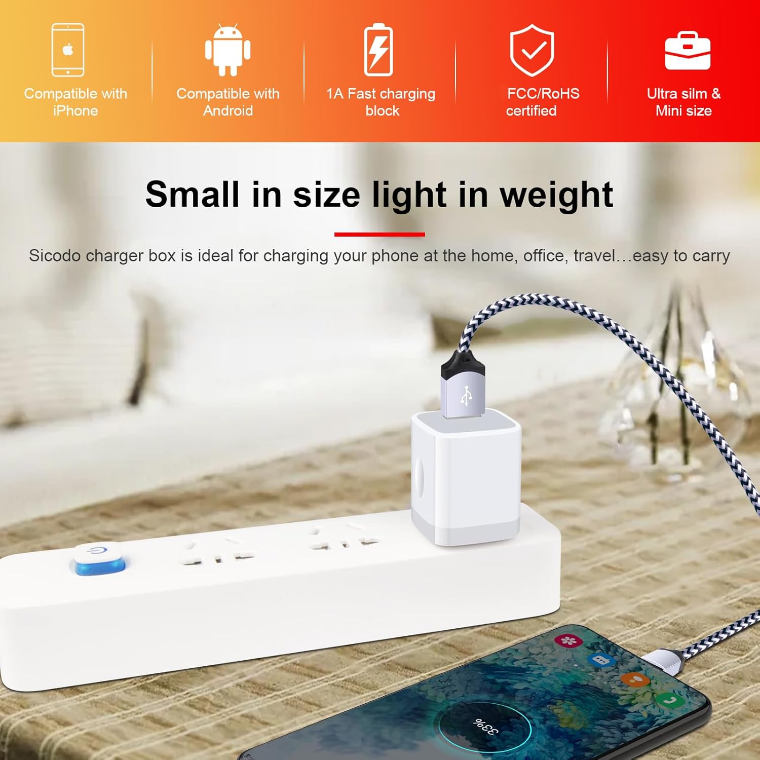 iPhone Charger Block, Plug in Phone Charger, Sicodo 4Pack Single Port USB Wall Charger Fast Charging Adapter Cube Box for iPhone 16 15 14 13 SE(2020) 12/11pro/XS/XS Max,Samsung Galaxy S24/S23/S22,LG - Image 3