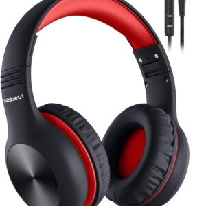 Headphones for Kids for School, Kids Headphones with Microphone, Sharing Function, 85dB/94dB Safe Volume Limit, HD Sound, Over Ear Kids Headphones for School, On-line Study, Travel [Red]