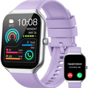 Smart Watch for Men Women (Answer/Make Call), 1.96" HD Smartwatch with Heart Rate/Sleep Monitor/Pedometer/Calories, 113+ Sports Fitness Watch, IP68 Waterproof Activity Tracker for Android iOS-Purple