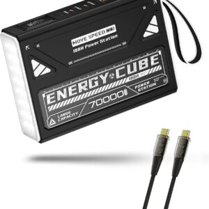 MOVE SPEED 2025 Upgrade Power Bank 70,000mAh 100W, Support 4 Outputs Fast Charging, External Battery Bank with Digital Display, Lighting and SOS Mode, USB-C Battery Packs for Laptop,iPhone,Camping