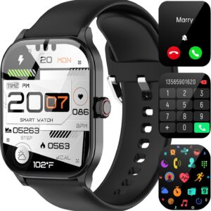 Smart Watch, 2024 HD 2.01" Smartwatch for Android Phones iPhone(Answer/Make Call), IP68 Waterproof Fitness Tracker for Men Women with Heart Rate, Sleep Monitor, Spo2, Pedometer, 100+ Sports Watches