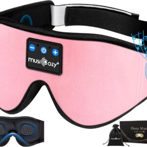 MUSICOZY 3D Bluetooth Sleep Mask with HD Stereo Sound, Wireless Sleep Headphones for Side Sleepers, Music Headband Eye Mask for Sleeping, Relaxation, Travel, Yoga, Cool Gadgets for Women Mom Girls