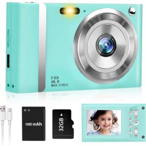 Digital Camera, 48MP Digital Camera for Kids, FHD 1080P Teen Camera, Compact Camera with IPS Screen, Small Camera for Girls with 32GB SD Card, Mini Camera with 16x Zoom and Anti-Shake (Blue)