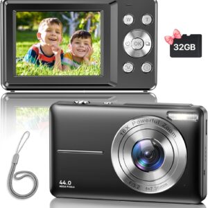 Digital Camera, Upgraded FHD 1080P Digital Camera with Strap 32GB SD Card 16X Digital Zoom Compact Point and Shoot Camera for Kids Portable Cameras Small Camera for Teens Boys Girls Seniors
