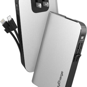 myCharge Portable Charger with Wall Plug – 10050mAh Fast Charging – Power Bank for iPhone, Samsung, Android & More - External Battery Pack Portable Charger with Built-in Cables (Lightning + Micro USB)