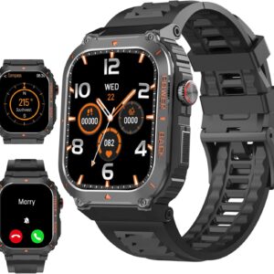Smart Watch, Military GPS Smart Watches for Men(Answer/Make Call),Outdoor Sports Smartwatches with Health Monitor, Compass/Altitude/Air Pressure, Fitness Tracker for Android/iPhone (with GPS, Black)