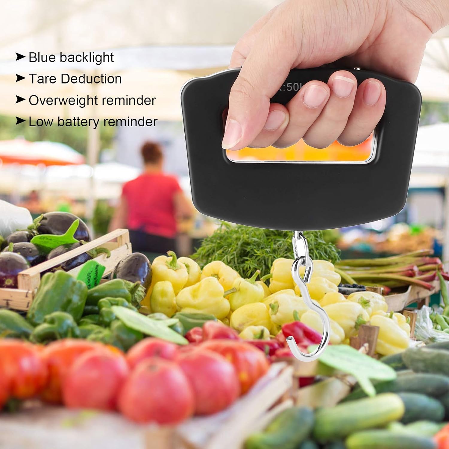 POCREATION Digital Hanging Luggage Scale, Portable Electronic Weighing Convenient Suitcase Luggage Balance 50KG/10KG - Image 2