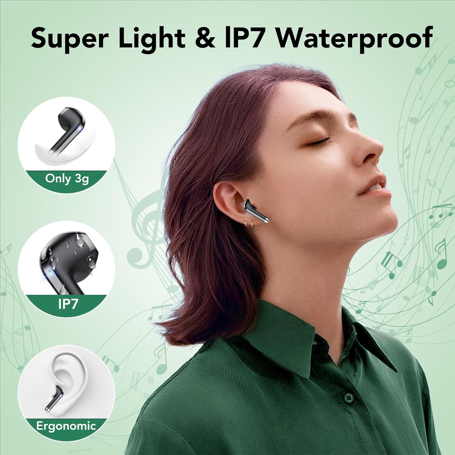 Wireless Earbuds, Bluetooth Headphones 5.3, 50H Playtime LED Display Deep Bass Ear Buds with 4 ENC Noise Cancelling Mic, IP7 Waterproof in-Ear Earphones for Phone Tablet Laptop Sports - Image 6