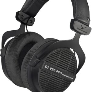 beyerdynamic Dt 990 Pro Over-Ear Studio Monitor Headphones - Open-Back Stereo Construction, Wired (80 Ohm, Black (Limited Edition))