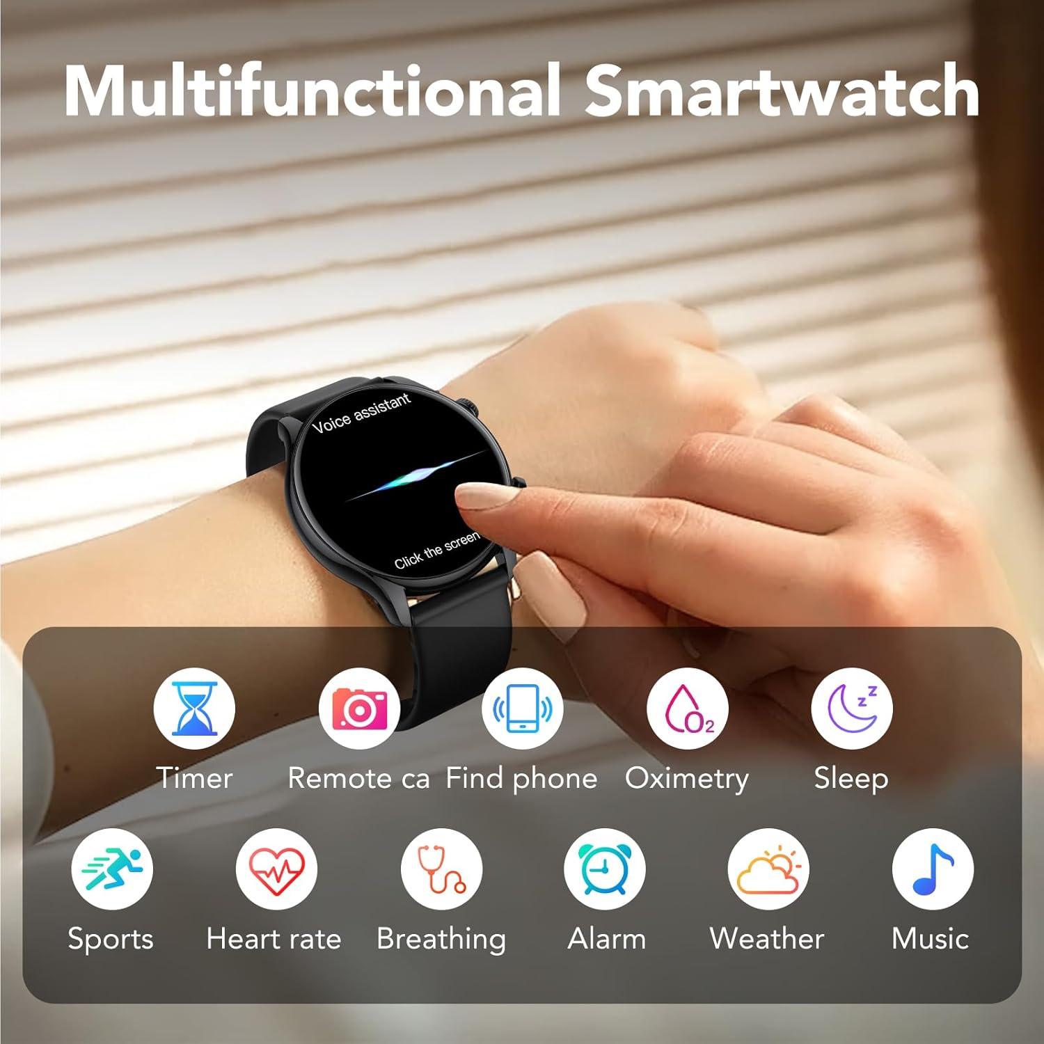 Smart Watch, 1.39" Smartwatch for Men Women (Answer/Make Call), Fitness Activity Tracker with Heart Rate & Sp02 Monitor, 100+ Sport Modes, IP68 Waterproof Fitness Watch for Android iOS (Black) - Image 6