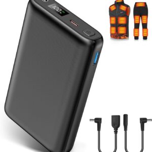 30000mAh Heated Vest Battery Pack 7.4V Heating Vest Battery Bank Power Bank with LED Display DC/USB//Type-C 5V/9V/12V Portable Chargers for Heated Jacket Coat Vest and Warming Clothing for Men