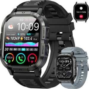 Smart Watch for Men Fitness Tracker: Make/Answer Call Military Smart Watches for Men Digital Mens Watches Running Waterproof Smartwatch Android Phones iPhone Samsung Compatible Heart Rate Monitor