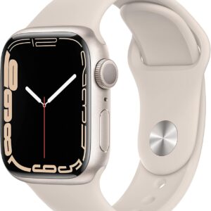 Apple Watch Series 7 (GPS, 41mm) Starlight Aluminum Case with Starlight Sport Band, Regular (Renewed)