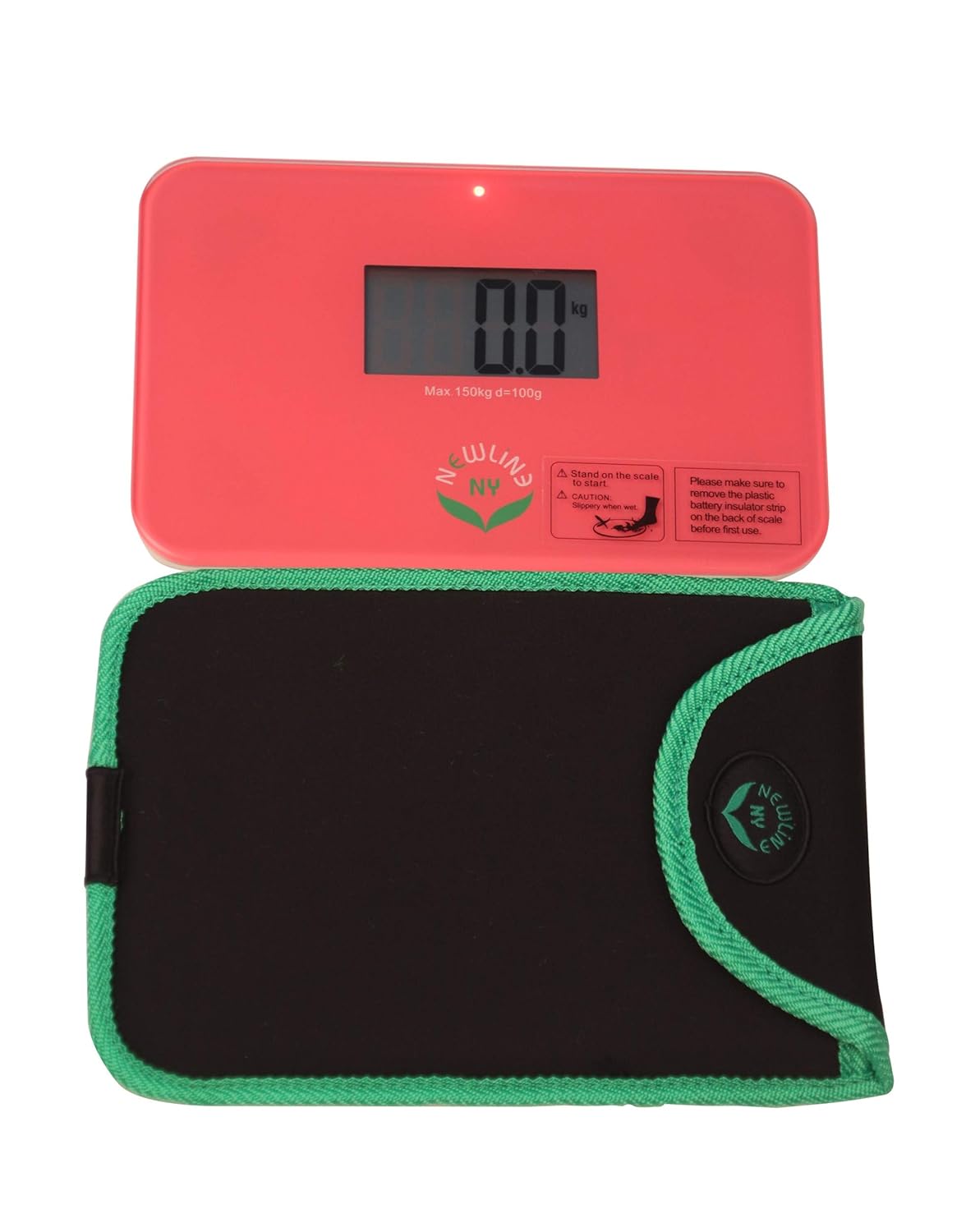 NewlineNY Step-on Super Mini Smallest Travel Bathroom Scale with Protection Sleeve: SBB0638SM-SI(Strawberry Ice)+S001MG