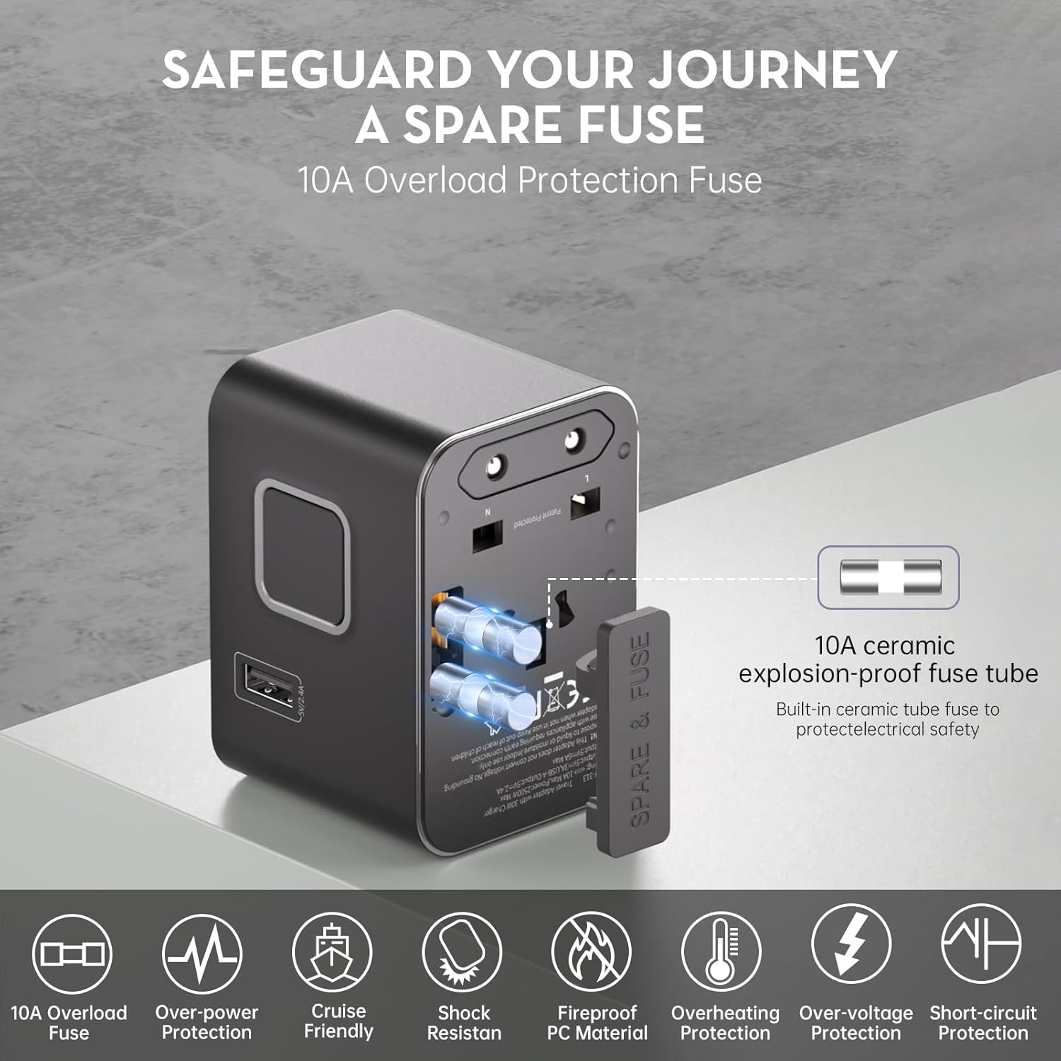 Universal Travel Adapter Worldwide with 3 USB C and 2 USB A Ports, MACRAE Universal European Plug Adaptor US to World, International Power Adapter for EU, USA, UK, Australia, Thailand, India etc - Image 7