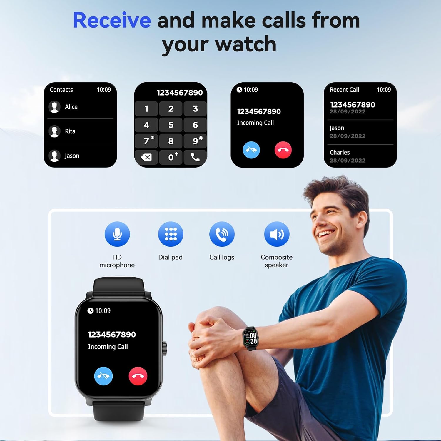 Smart Watch(Answer/Make Call), 1.85'' HD Smartwatch for Men Women, 2025 Fitness Tracker with 100+ Sport Modes, Heart/Sleep Monitor/Pedometer IP68 Waterproof Fitness Watch for Android iOS - Image 2