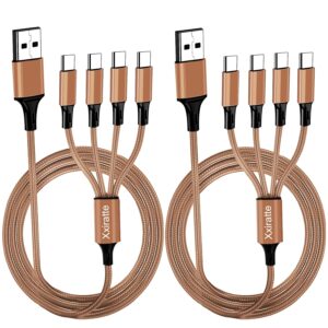 USB C to USB A Multi Charging Cable：Multiple Charger Cord [2Pack 4Ft] Universal Nylon Braided Fast Charge Adapter 4*Type C Port,for iPhone 16 Pro Max/Android/Tablets for Home,Car,Travel Use