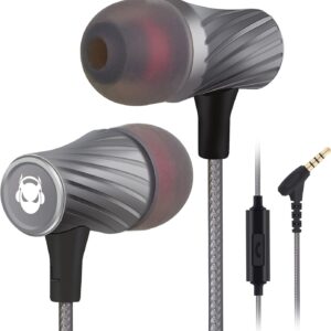 Super Bass Wired Earbuds with Microphone – Noise Cancelling, Deep Bass Ear Buds for Gaming, Travel, Work – Comfortable, Durable Wired Earphones with Mic, Compatible with iPhone, Samsung