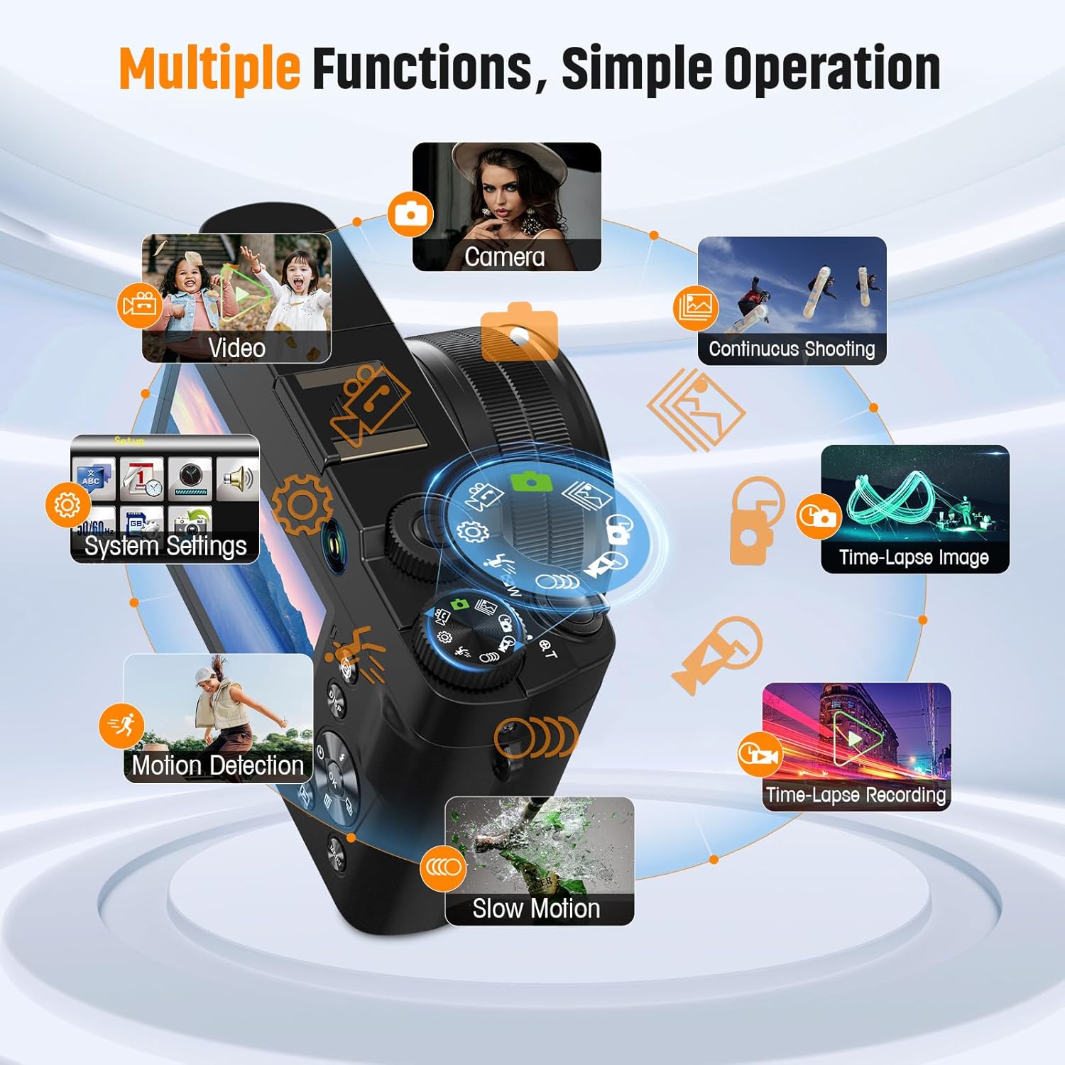 4K Digital Camera for Photography Autofocus 64MP Vlogging Camera for YouTube with Dual Cameras 16X Digital Zoom 4K Compact Travel Video Camera with 32GB SD Card,2 Batteries,Flash, Anti-Shake (Black) - Image 6