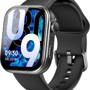 TOZO AMOLED S6 Smart Watch 1.85" Ultra-Clear Screen Dynamic Faces Bluetooth Call,100+ Sports Modes Fitness Activity Tracker with Heart Rate/Sleep/Blood Oxygen Monitor IP68 Waterproof Black