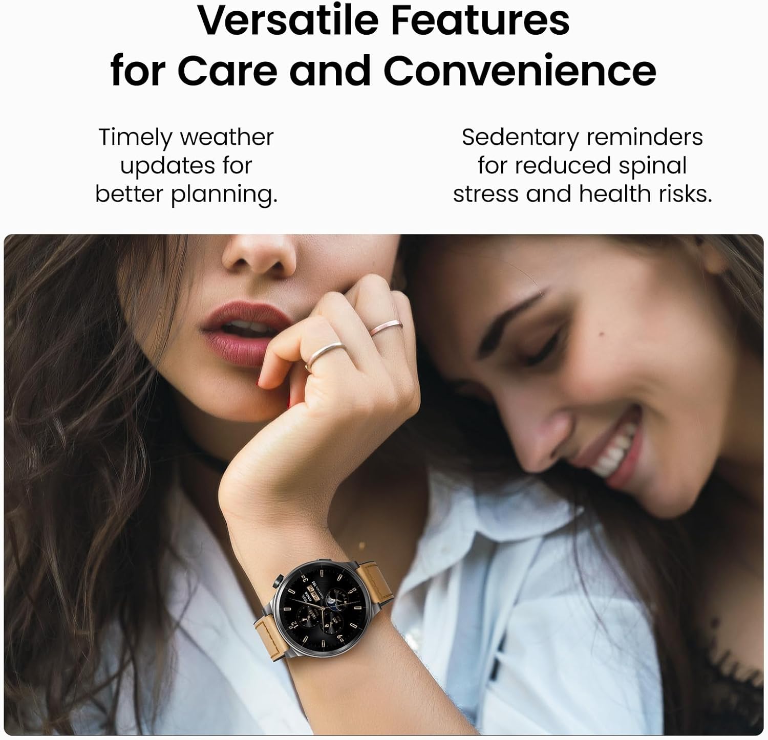 TOZO AMOLED S5 Smart Watch (Answer/Make Calls), 1.43’’ HD Screen for Men Women 100+ Sport Modes Fitness Watchs with Blood Oxygen/Sleep/Heart Rate Monitor, IP68 Waterproof, Leather Band Orange - Image 9