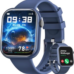 Hwagol Smart Watch (Answer/Make Call) 1.85inch Fitness Tracker, DIY Dials/Pedometer/Calories/Multiple Sport Modes/Voice Assistant, Smart Watches for Men Women Android iOS Phones