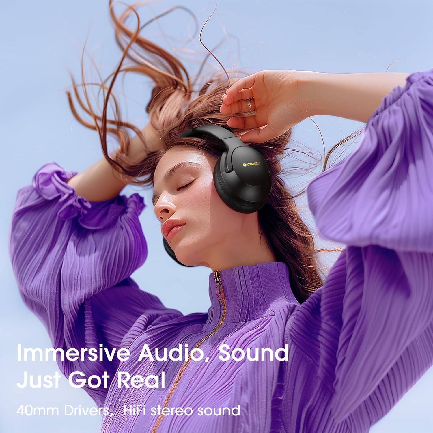 Bluetooth Headphones Over Ear, 80H Playtime Wireless Headphone with 3 EQ Modes, Built-in Mic, Deep Bass, HiFi Stereo Foldable Wireless Headset for iPhone PC Travel Workout Office (Black) - Image 6