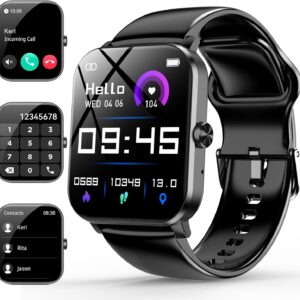 Smart Watch, 1.85" Smartwatch for Men Women (Answer/Make Call), 120+ Sport Modes Fitness Tracker, Heart Rate, Sleep Monitor, Pedometer, IP68 Waterproof, Activity Tracker for Android iOS (Black)
