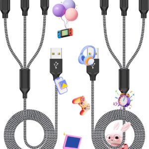 Multi Charging Cable,(2Pack 4FT) USB Cable Multi Charging Cord 3 in 1 Charging Cable Nylon Braided Universal Charger Phone Charger Cord with Type-C,Micro USB,IP Port for iPhone16/15 Series/Phone&Pad